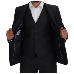 Dolce & Gabbana Grijze MARTINI 3-delig Slim Fit Pak-Heren Kostuums