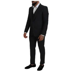Dolce & Gabbana Grijze MARTINI 3-delig Slim Fit Pak-Heren Kostuums