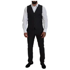 Dolce & Gabbana Grijze MARTINI 3-delig Slim Fit Pak-Heren Kostuums