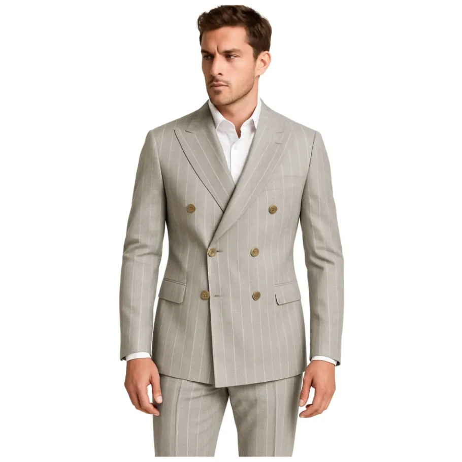 Eleventy Grijze Milano Double-Breasted Jurk-Heren Kostuums