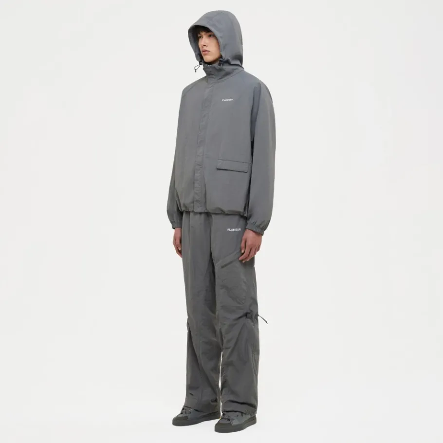 FLÂNEUR Grijze Nylon Utility Broek-Heren Broeken