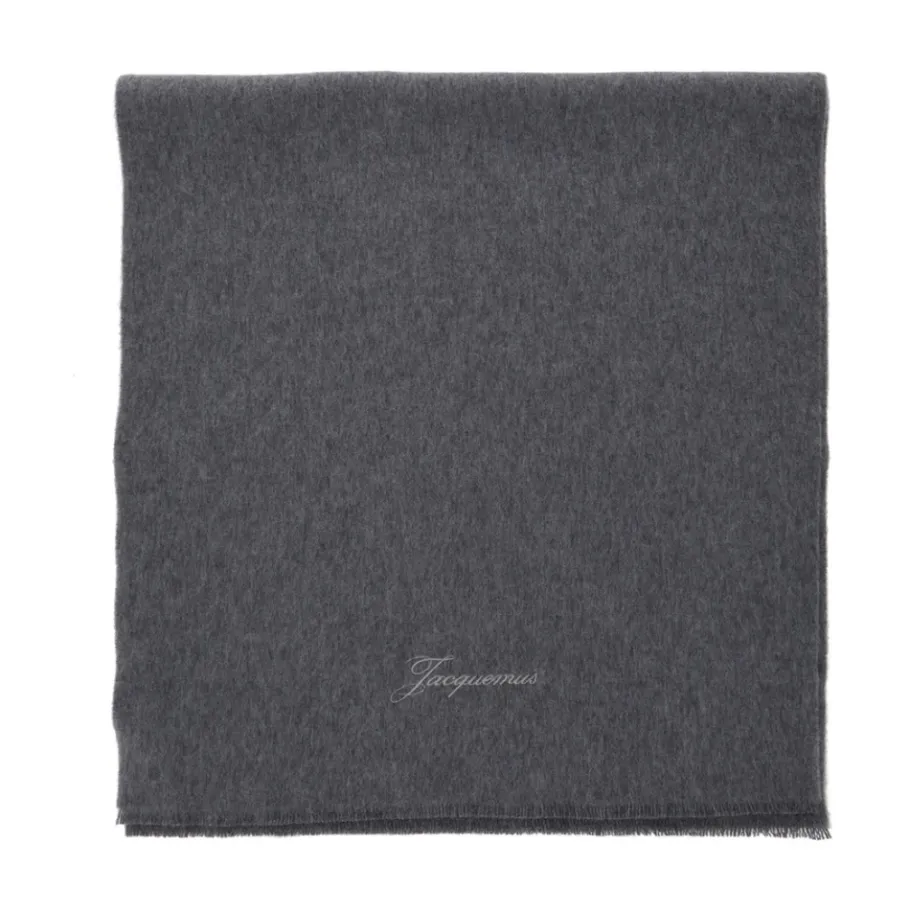 Jacquemus Grijze Wol Kasjmier Logosjaal Vrouw-Heren Sjaals