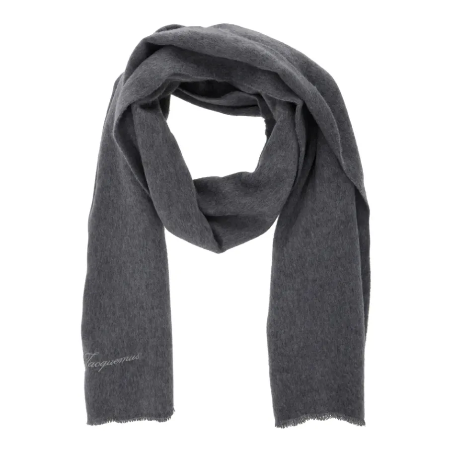 Jacquemus Grijze Wol Kasjmier Logosjaal Vrouw-Heren Sjaals