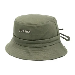 Jacquemus e Bucket Hat met Zilveren Logo-Heren Hoeden