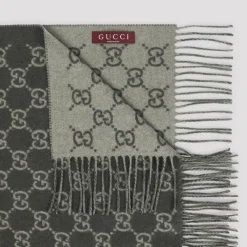 Gucci e Cashmere Sjaal met GG Logo-Heren Sjaals