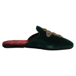 Dolce & Gabbana e Velvet Cross Embellished Slippers-Heren Pantoffels