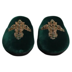 Dolce & Gabbana e Velvet Cross Embellished Slippers-Heren Pantoffels