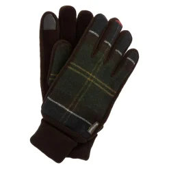 Barbour Hackney Handschoenen Tartan Leer Wol-Heren Handschoenen