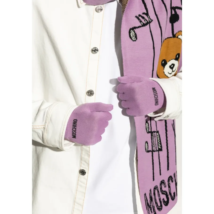 Moschino Handschoenen met geborduurd logo-Heren Handschoenen