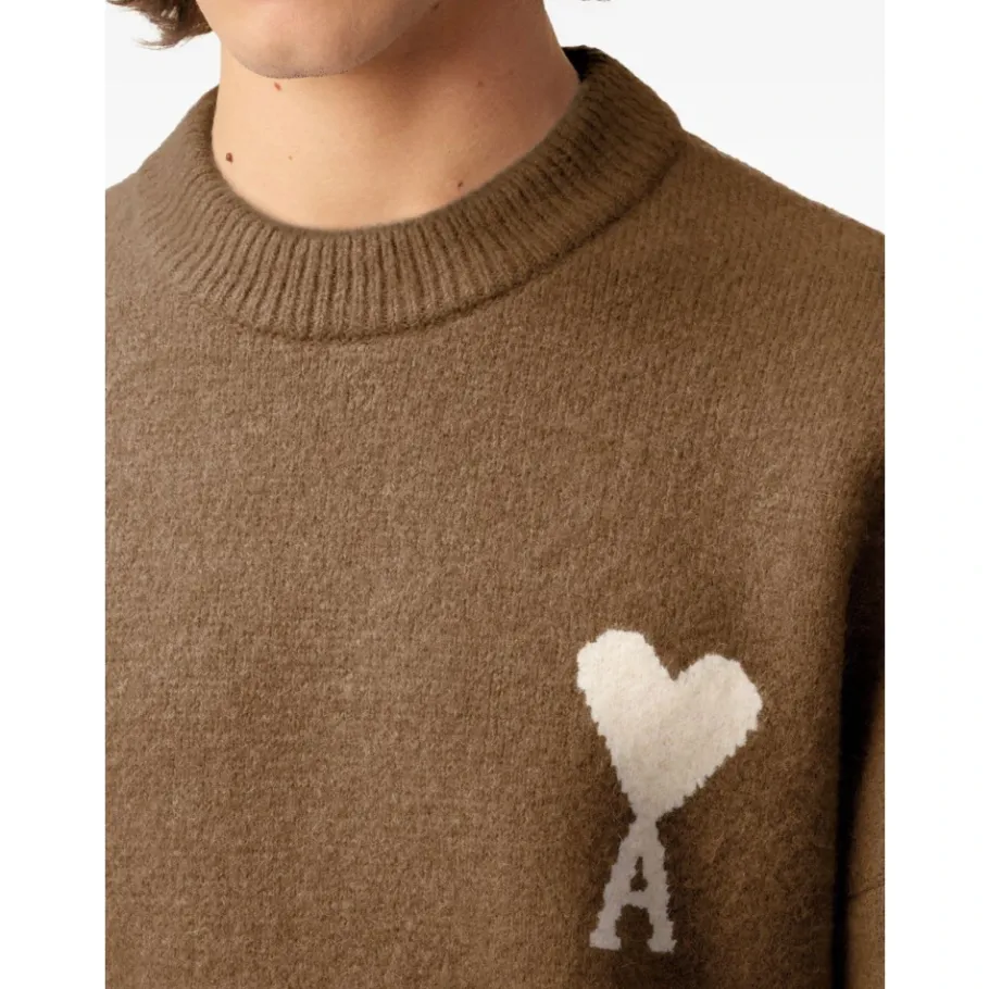 Ami Paris Hazelnoote Crew Neck Sweater-Heren Truien & Vesten