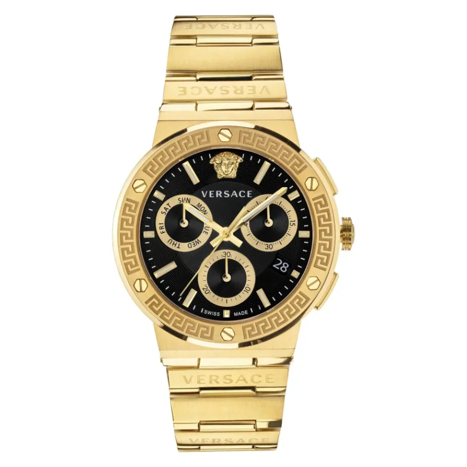Versace Heren Horloge Armband GRECA LOGO CHR Armband Roestvrij Staal Goud VEZ9004 21-Heren Horloges
