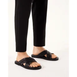 Kazar Heren leren slippers met kruisbanden-Heren Slippers