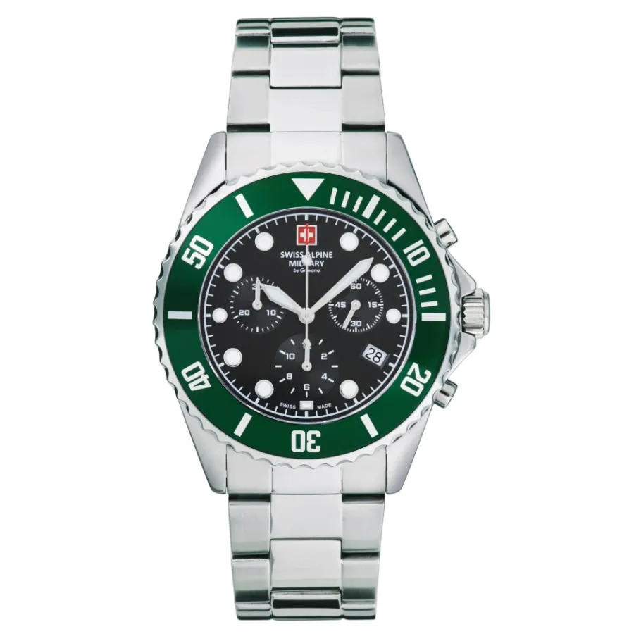 Swiss Alpine Military Herenhorloge 44 mm chronograaf & datumweergave roestvrijstalen armband-Heren Horloges