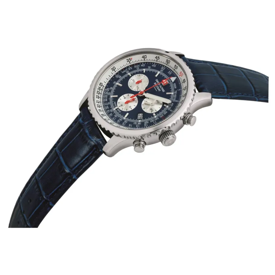 Swiss Alpine Military Herenhorloge 45 mm lederen band 7078.9535-Heren Horloges