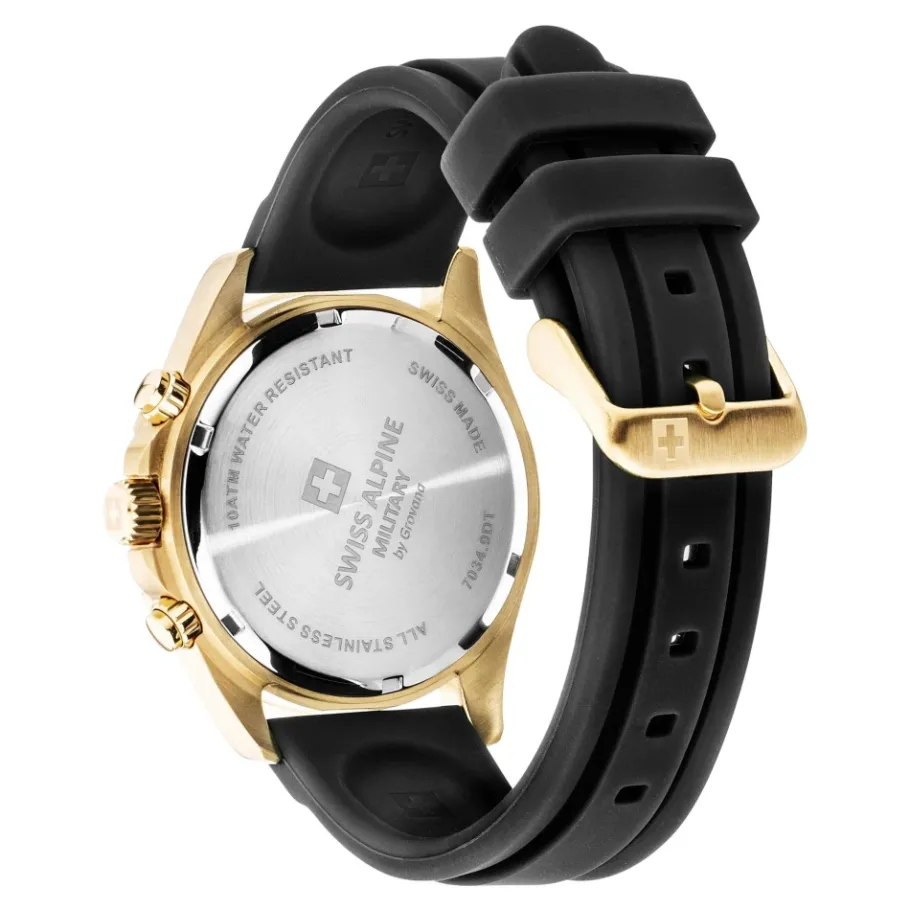 Swiss Alpine Military Herenhorloge 7034.9817 Sierra, Chronograaf, Roestvrij Staal, -Goud, Artikelnummer 7034.9817-Heren Horloges