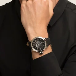 THOMAS SABO Herenhorloge REBEL WITH KARMA 46 mm Leren Band WA0296-218-203-46 MM-Heren Horloges