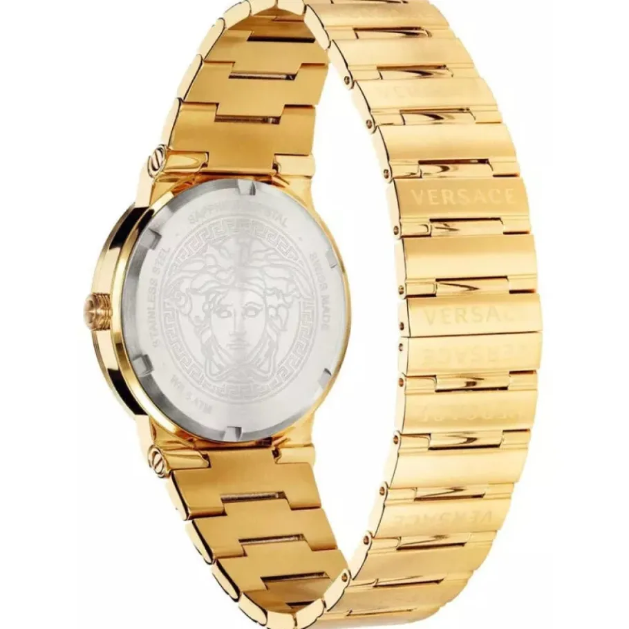 Versace Herenhorloge VEVI00821 Greca Logo Zwart Goud Roestvrij Staal-Heren Horloges