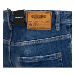 Dsquared2 Herenknoop Jeans met Leren Patch-Heren Jeans