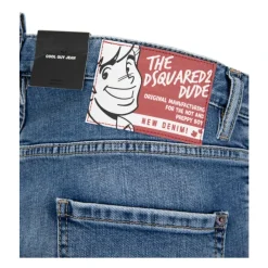 Dsquared2 Herenknoop Jeans met Leren Patch-Heren Jeans