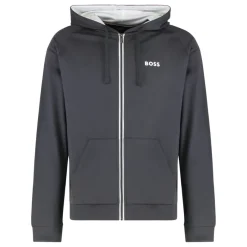 Hugo Hooded sweatshirt van katoenfleece met rits-Heren Truien & Vesten