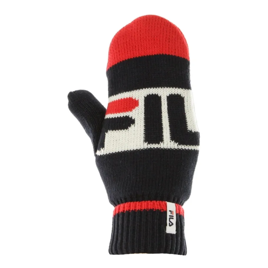 Fila Intarsia Gebreide Herenhandschoenen Zwart/Rood/Wit-Heren Handschoenen