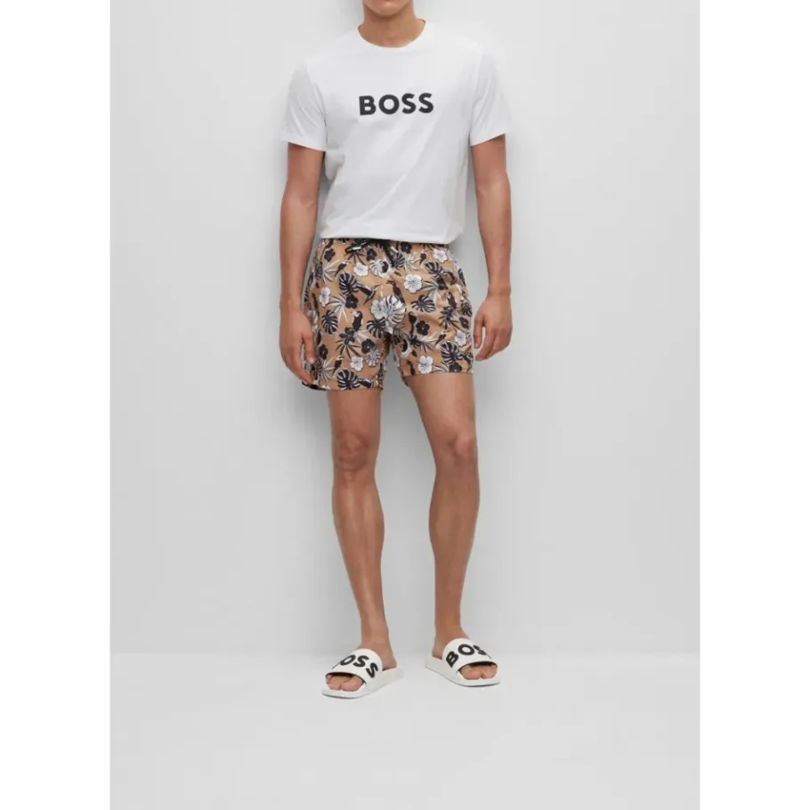 Hugo Italiaanse Slider Sandalen met reliëflogo-Heren Slippers