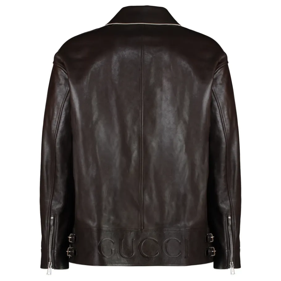 Gucci Kalfsleren Jas-Heren Jassen