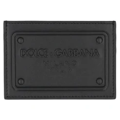 Dolce & Gabbana Kalfsleren Kaarthouder met Verhoogd Logo-Heren Portefeuilles