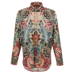 Etro Katoenen overhemd met geplaatste print-Heren Overhemden