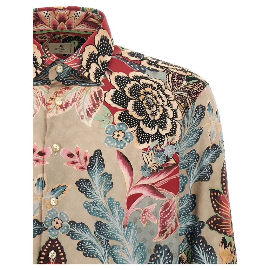 Etro Katoenen overhemd met geplaatste print-Heren Overhemden