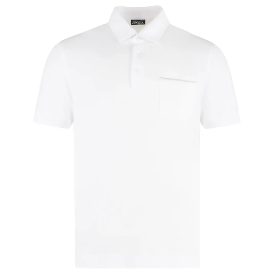 Zegna Katoenen Piqué Poloshirt met Korte Mouwen-Heren Shirts