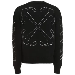 Off White Katoenen trui met ronde hals-Heren Truien & Vesten