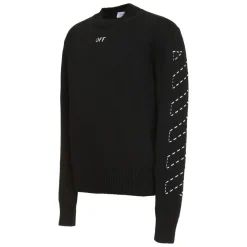 Off White Katoenen trui met ronde hals-Heren Truien & Vesten