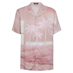 Balmain Kortemouw twill pyjamashirt met ansichtkaartprint-Heren Overhemden