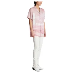 Balmain Kortemouw twill pyjamashirt met ansichtkaartprint-Heren Overhemden