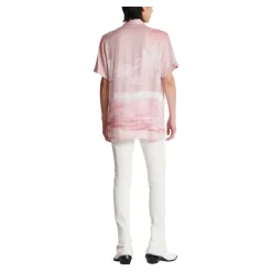 Balmain Kortemouw twill pyjamashirt met ansichtkaartprint-Heren Overhemden