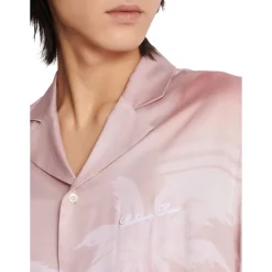Balmain Kortemouw twill pyjamashirt met ansichtkaartprint-Heren Overhemden