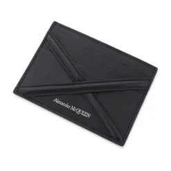 Alexander McQueen Leren Cardholder met Harnas Detail en Logo Print-Heren Portefeuilles