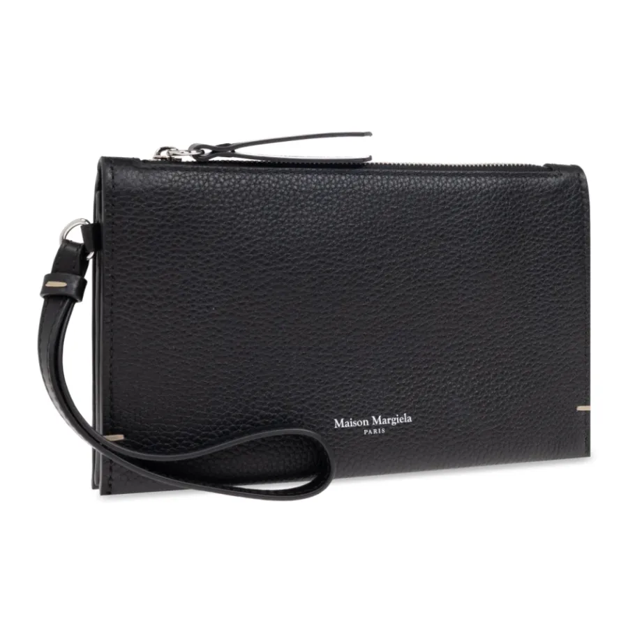 Maison Margiela Leren etui met logo-Heren Portefeuilles