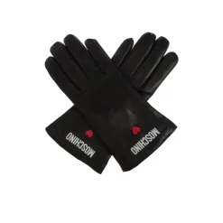 Moschino Leren handschoenen met bedrukt logo-Heren Handschoenen