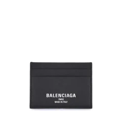 Balenciaga Leren kaarthouder met logoprint-Heren Portefeuilles