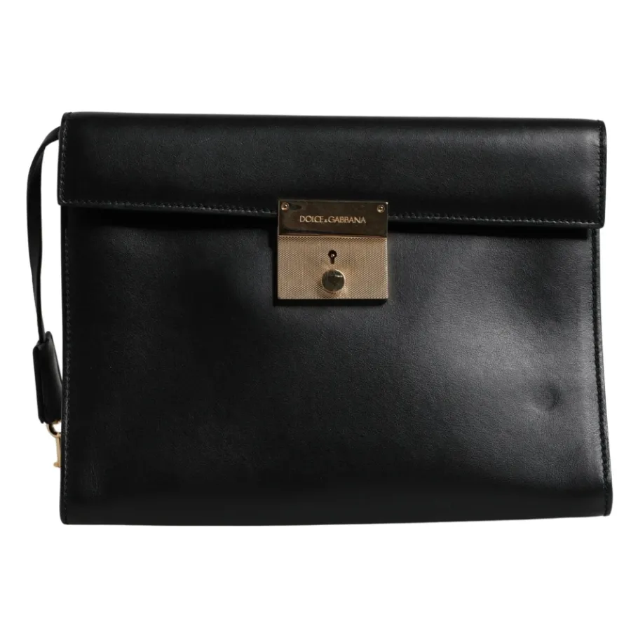 Dolce & Gabbana Leren Logo Plaque Aktetas-Heren Tassen