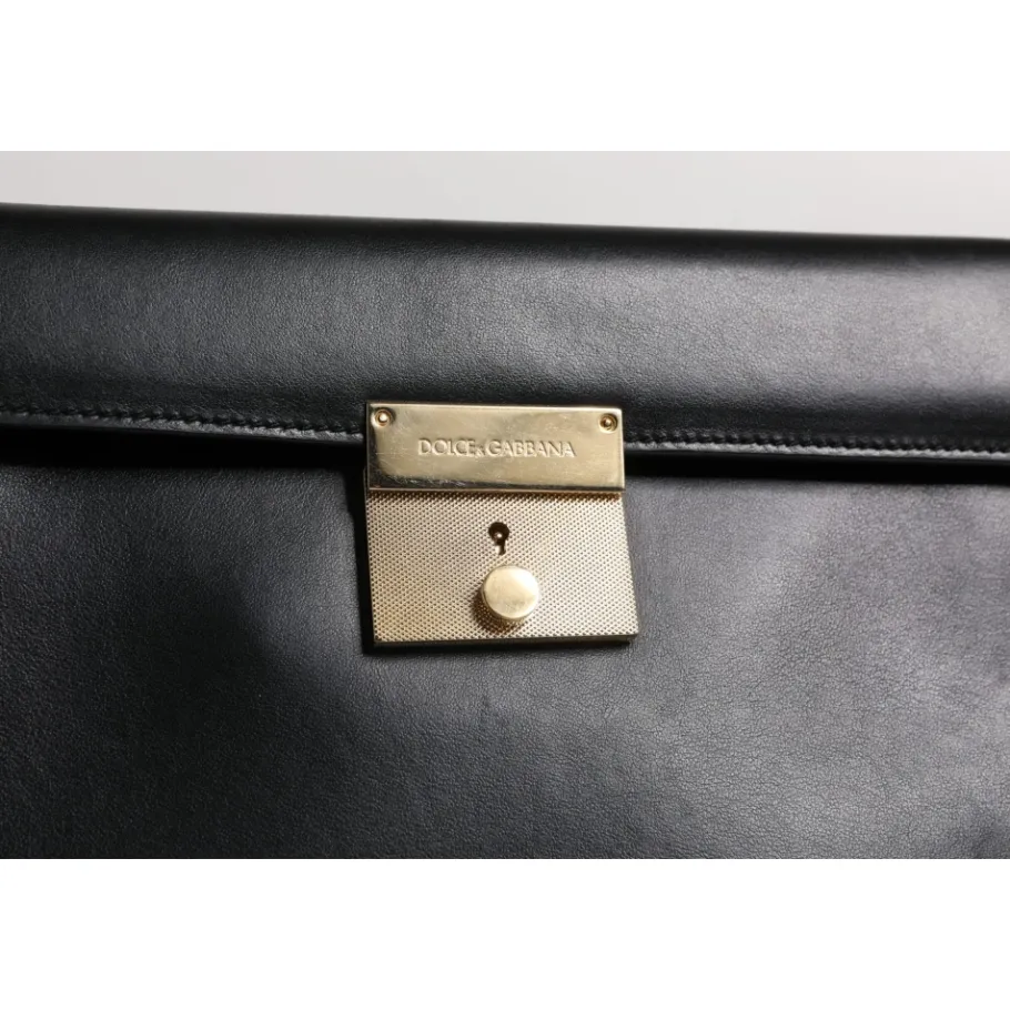 Dolce & Gabbana Leren Logo Plaque Aktetas-Heren Tassen