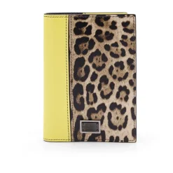 Dolce & Gabbana Leren paspoorthouder met Animalier-print-Heren Portefeuilles