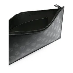 Alexander McQueen Leren portemonnee met ritssluiting en schedel motief-Heren Portefeuilles
