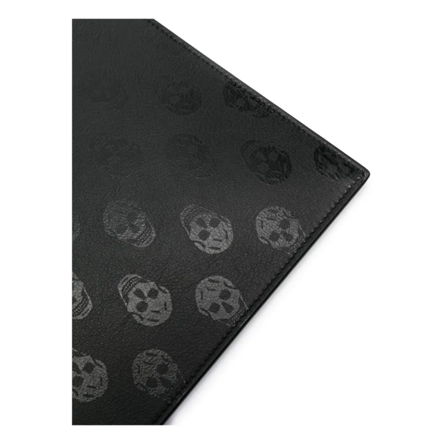 Alexander McQueen Leren portemonnee met ritssluiting en schedel motief-Heren Portefeuilles