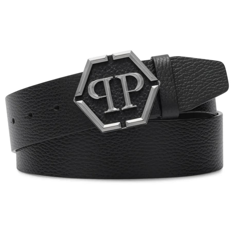 Philipp Plein Leren Riem Hexagon-Heren Riemen