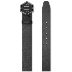Philipp Plein Leren Riem Hexagon-Heren Riemen