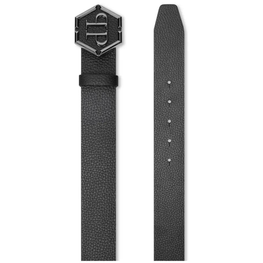 Philipp Plein Leren Riem Hexagon-Heren Riemen