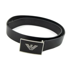 Emporio Armani Leren riem met adelaarsplaat-Heren Riemen